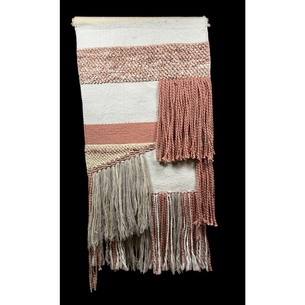 Boho Woven Macrame Tapestry 19x48” (total hanging length)  Modern Minimalist Art